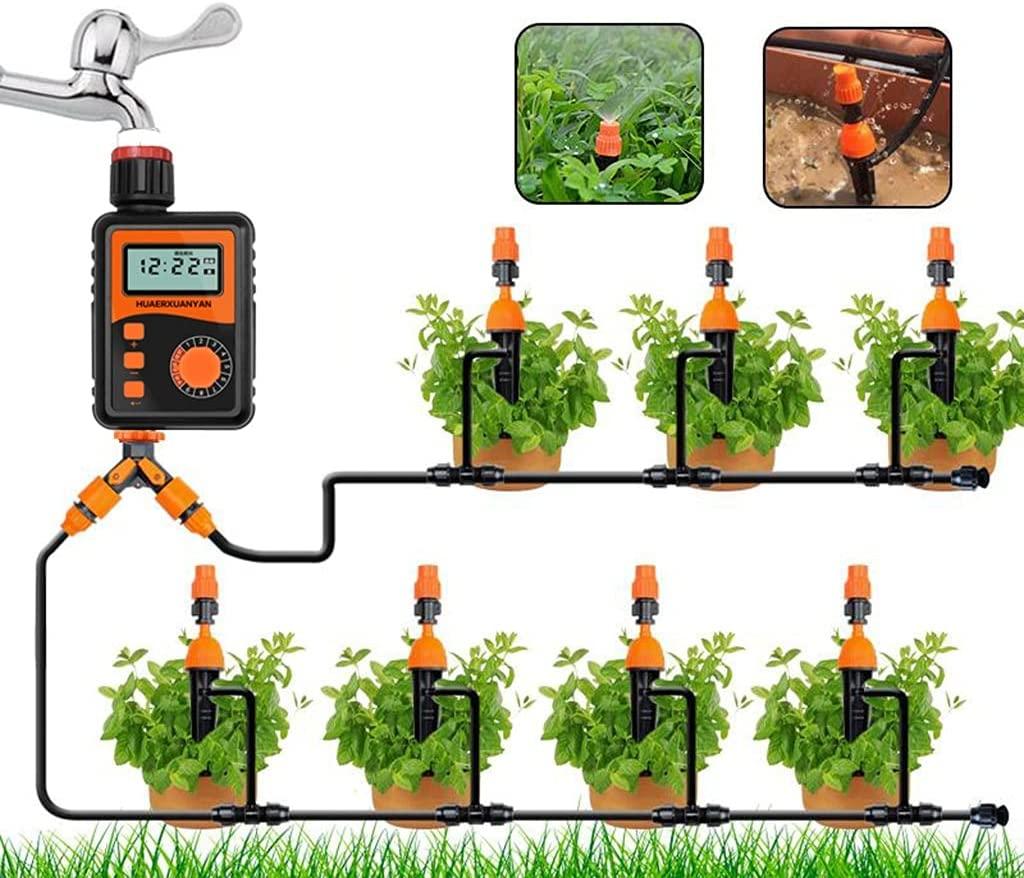 BBGS Drip Irrigation System, Sprinkler Plant Watering System with Timer Controller, Irrigation Kit for Outdoor Garden Green Flower Lawn (Color : Style 3)