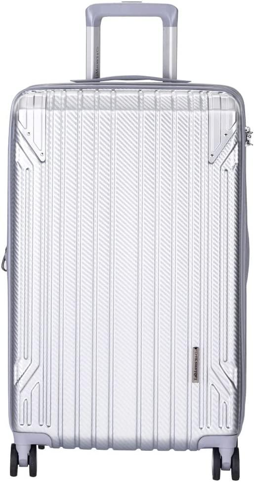 Le Maurice &amp; Co Hardside Expandable Luggage - 20-Inch Hardshell Lightweight Rolling Suitcase, Alumax Style - Carry On Luggage Bag - Travel Bag with 8 Spinner Wheels &amp; TSA Lock (Carbon Silver)