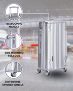 Le Maurice &amp; Co Hardside Expandable Luggage - 20-Inch Hardshell Lightweight Rolling Suitcase, Alumax Style - Carry On Luggage Bag - Travel Bag with 8 Spinner Wheels &amp; TSA Lock (Carbon Silver)
