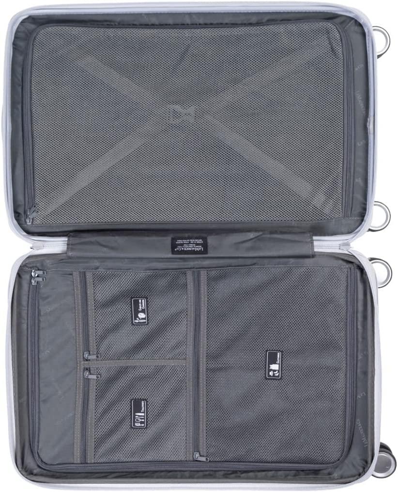 Le Maurice &amp; Co Hardside Expandable Luggage - 20-Inch Hardshell Lightweight Rolling Suitcase, Alumax Style - Carry On Luggage Bag - Travel Bag with 8 Spinner Wheels &amp; TSA Lock (Carbon Silver)