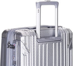 Le Maurice &amp; Co Hardside Expandable Luggage - 20-Inch Hardshell Lightweight Rolling Suitcase, Alumax Style - Carry On Luggage Bag - Travel Bag with 8 Spinner Wheels &amp; TSA Lock (Carbon Silver)