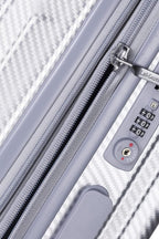 Le Maurice &amp; Co Hardside Expandable Luggage - 20-Inch Hardshell Lightweight Rolling Suitcase, Alumax Style - Carry On Luggage Bag - Travel Bag with 8 Spinner Wheels &amp; TSA Lock (Carbon Silver)