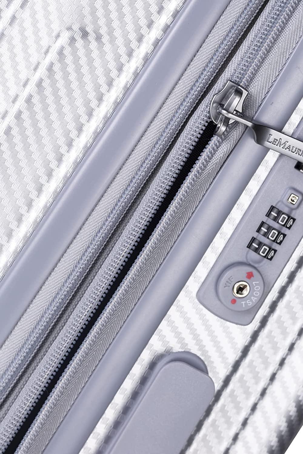 Le Maurice &amp; Co Hardside Expandable Luggage - 20-Inch Hardshell Lightweight Rolling Suitcase, Alumax Style - Carry On Luggage Bag - Travel Bag with 8 Spinner Wheels &amp; TSA Lock (Carbon Silver)