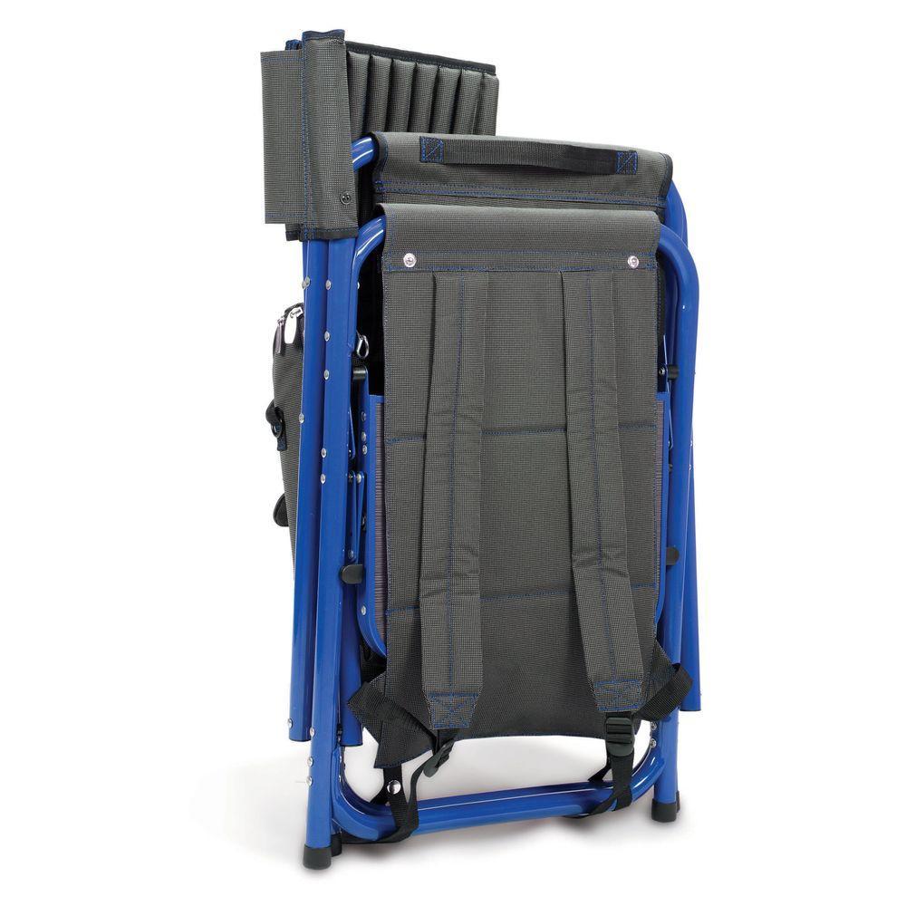 Dark Grey with Blue Fusion Portable Outdoor Patio Chair
