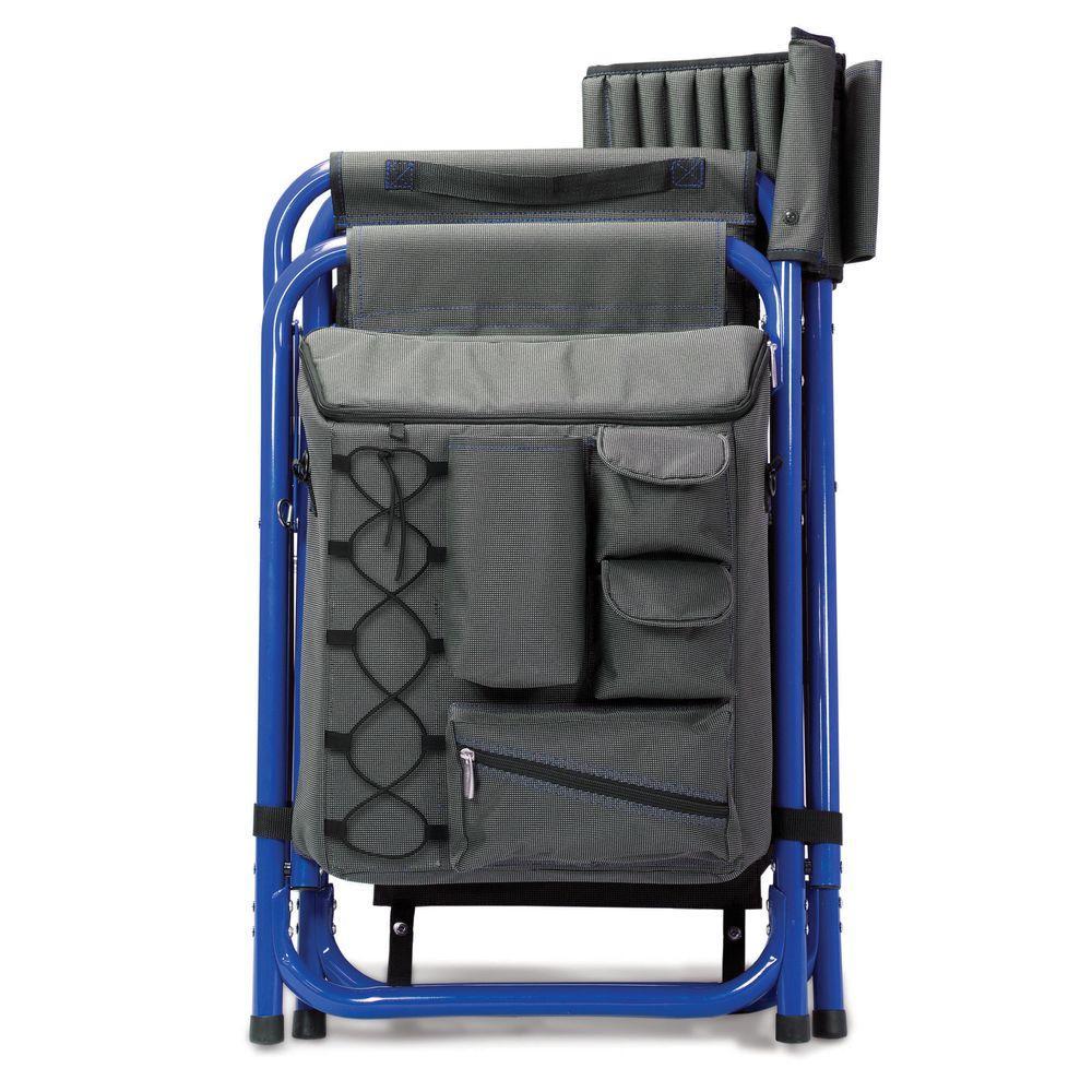 Dark Grey with Blue Fusion Portable Outdoor Patio Chair