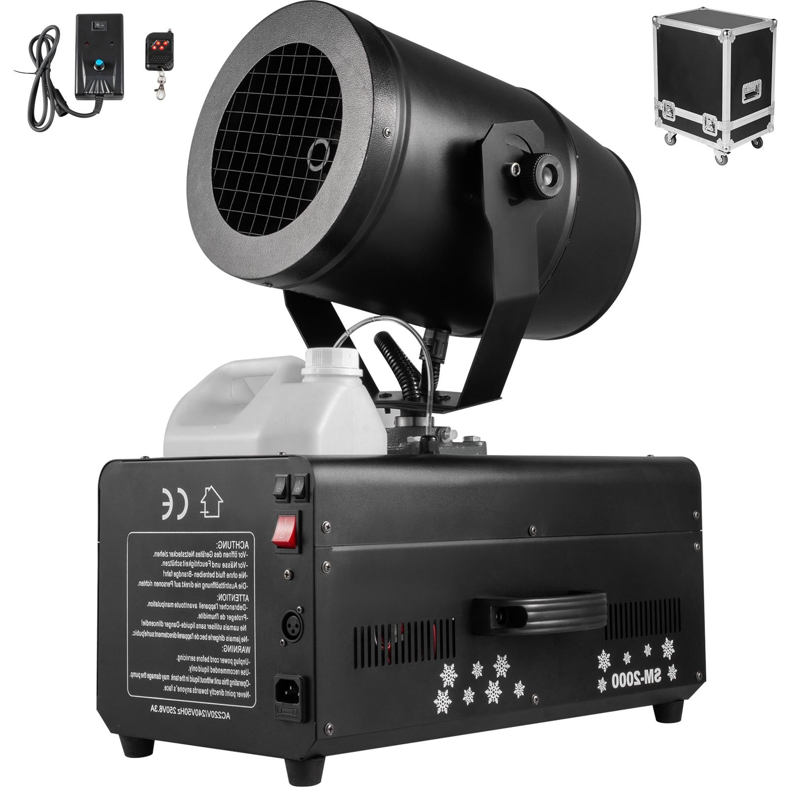 VEVOR Snowflake Machine 2000W Snow Effect Machine 23ft Spraying Range Fake Snow Making Machine Snow Machine Snow Maker Snow Blowing Machine Stage Snow Machines Air Box Packaging For Parties