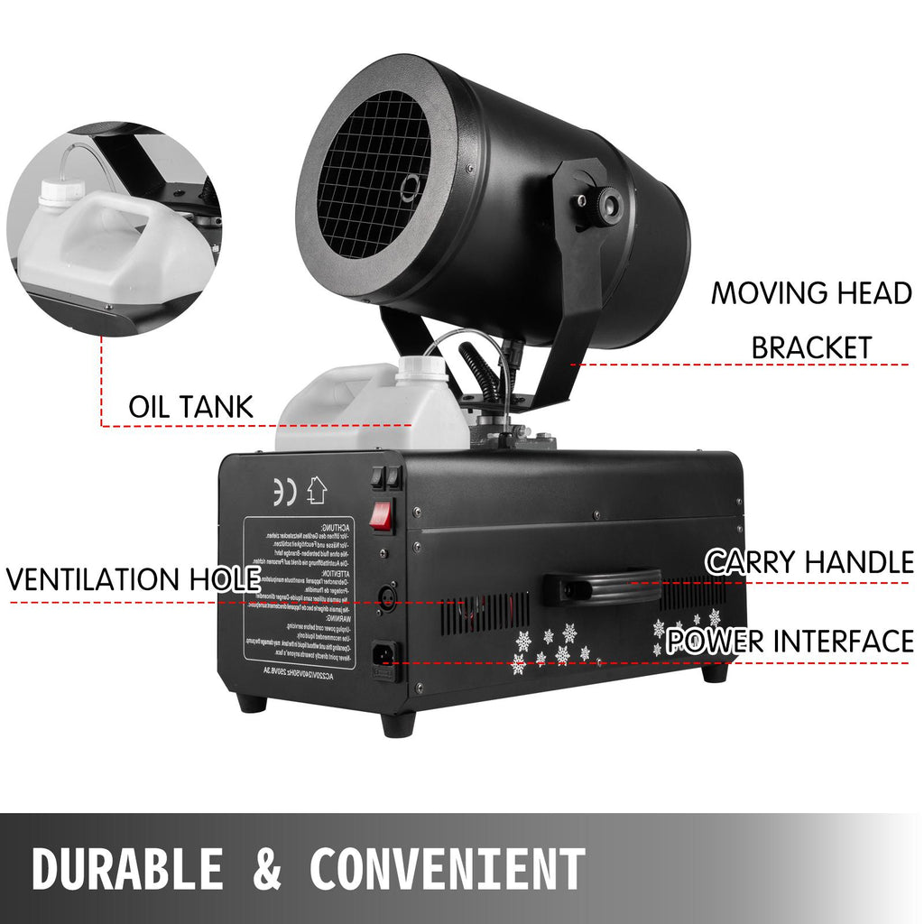 VEVOR Snowflake Machine 2000W Snow Effect Machine 23ft Spraying Range Fake Snow Making Machine Snow Machine Snow Maker Snow Blowing Machine Stage Snow Machines Air Box Packaging For Parties