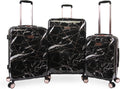 Women's Vivian 3 Piece Hardside Spinner Luggage Set, Black Marble Web, One Size