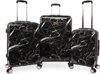 Women's Vivian 3 Piece Hardside Spinner Luggage Set, Black Marble Web, One Size