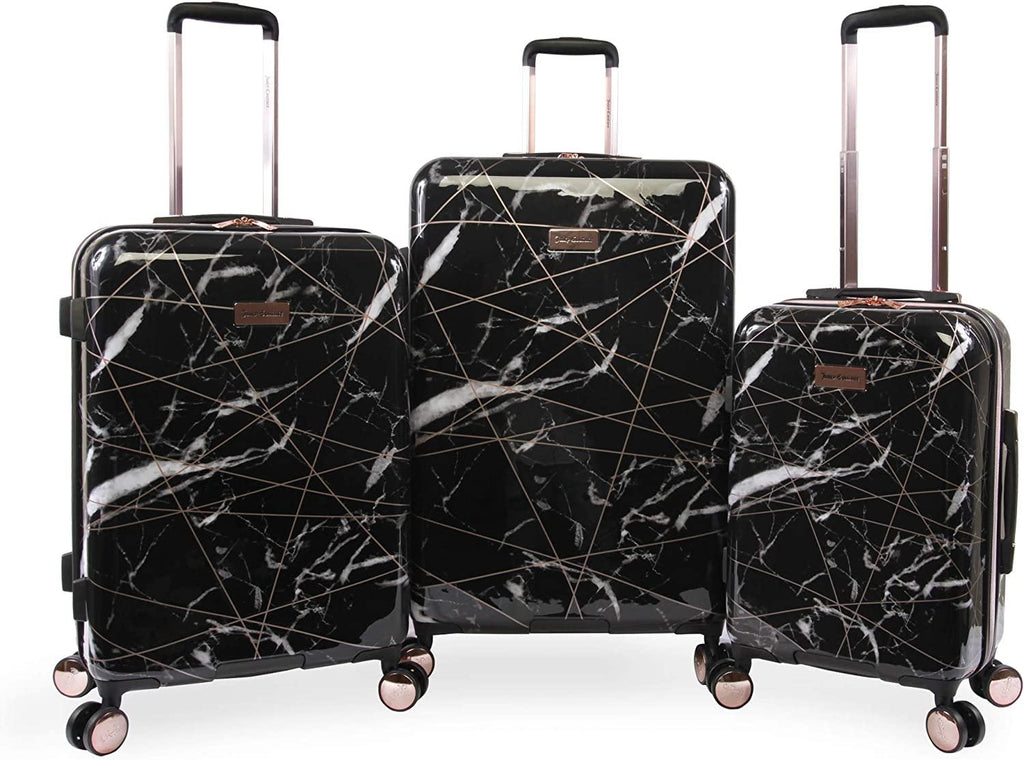 Women's Vivian 3 Piece Hardside Spinner Luggage Set, Black Marble Web, One Size