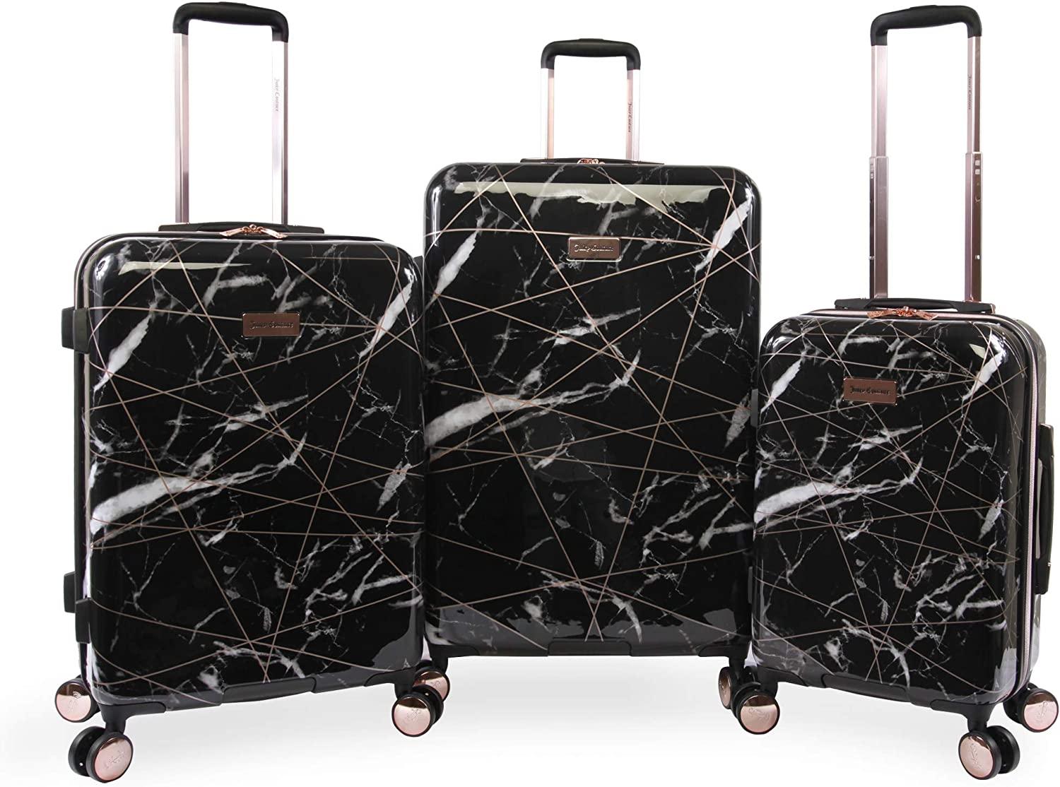 Women's Vivian 3 Piece Hardside Spinner Luggage Set, Black Marble Web, One Size