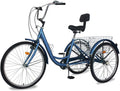 Barbella Adult Tricycles, 7 Speed Adult Trikes 20/24/26 inch 3 Wheel Bikes, Cruise Bike with LarSize Basket for Recreation, Shopping, Exercise Men's Women's Bike