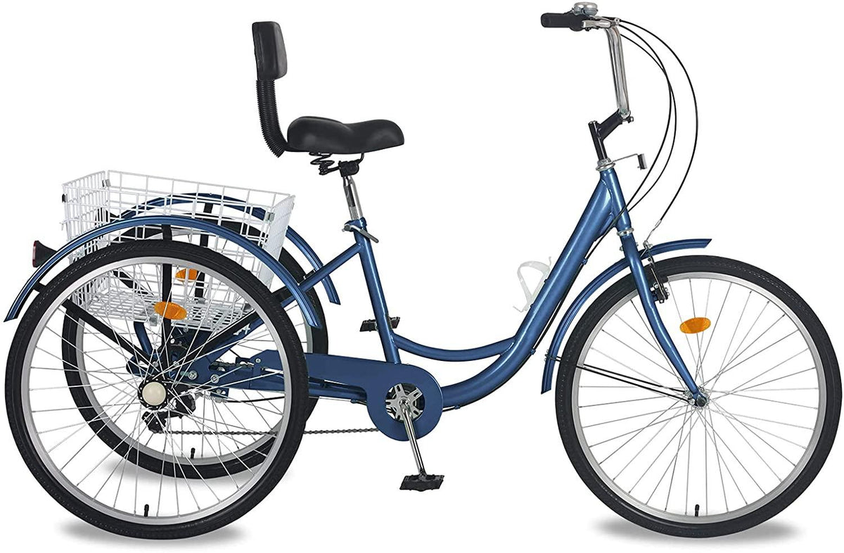 Barbella Adult Tricycles, 7 Speed Adult Trikes 20/24/26 inch 3 Wheel Bikes, Cruise Bike with LarSize Basket for Recreation, Shopping, Exercise Men's Women's Bike