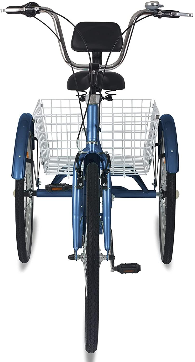 Barbella Adult Tricycles, 7 Speed Adult Trikes 20/24/26 inch 3 Wheel Bikes, Cruise Bike with LarSize Basket for Recreation, Shopping, Exercise Men's Women's Bike