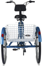 Barbella Adult Tricycles, 7 Speed Adult Trikes 20/24/26 inch 3 Wheel Bikes, Cruise Bike with LarSize Basket for Recreation, Shopping, Exercise Men's Women's Bike