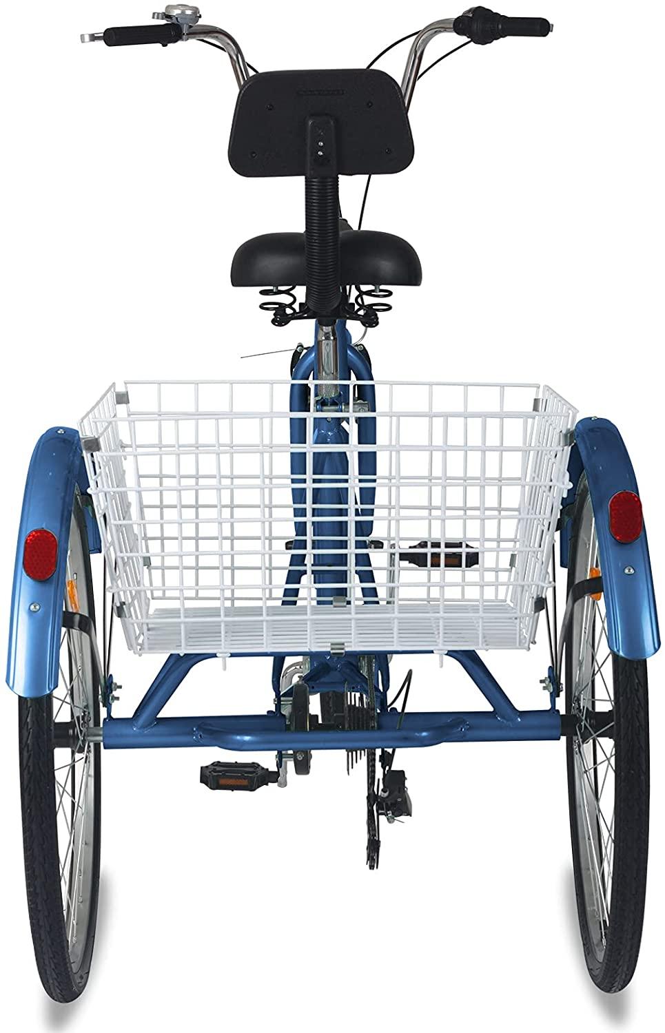 Barbella Adult Tricycles, 7 Speed Adult Trikes 20/24/26 inch 3 Wheel Bikes, Cruise Bike with LarSize Basket for Recreation, Shopping, Exercise Men's Women's Bike