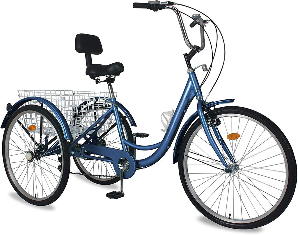 Barbella Adult Tricycles, 7 Speed Adult Trikes 20/24/26 inch 3 Wheel Bikes, Cruise Bike with LarSize Basket for Recreation, Shopping, Exercise Men's Women's Bike