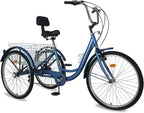 Barbella Adult Tricycles, 7 Speed Adult Trikes 20/24/26 inch 3 Wheel Bikes, Cruise Bike with LarSize Basket for Recreation, Shopping, Exercise Men's Women's Bike