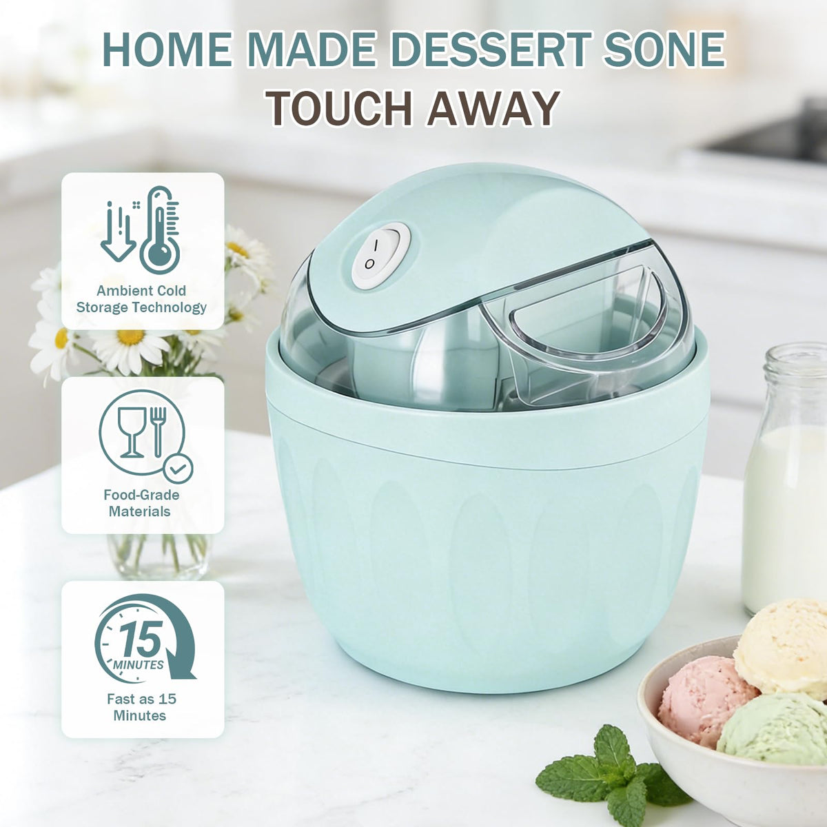 Mini ice Cream Maker, Single Serve Ice Cream Maker,One-Touch Dessert Maker, Single Serving of Gelato, Frozen Yogurt, Compact Electric Makers for Kitchen, Just 15 Minutes11