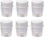 little giant bkt5 plastic honey extractor bucket with honey gate tool for beekeeping harvesting, 5 gallon (6 pack)