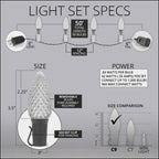OptiCore 49 ft. 50-Light LED Green and Cool White Faceted C9 String Light Set