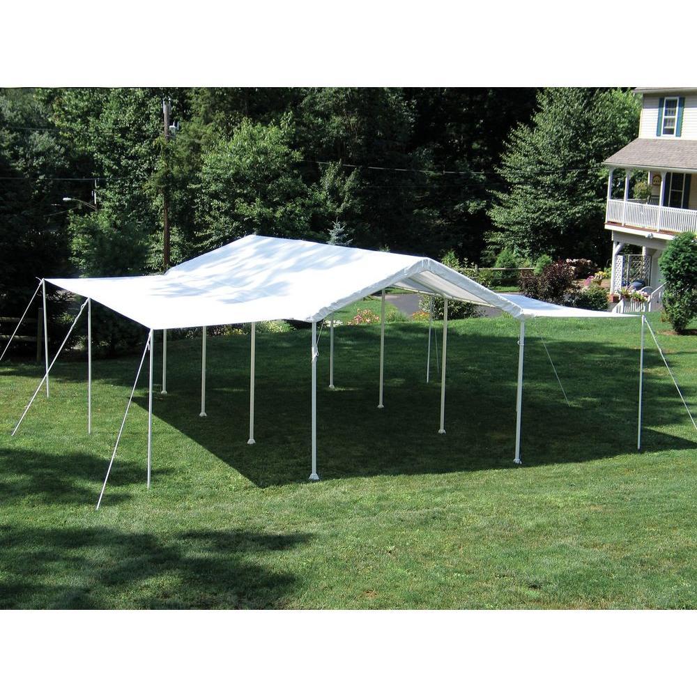 10 ft. W x 20 ft. H Max AP 2-in-1 White Canopy with Extension Kit with Steel Frame and Waterproof Fabric