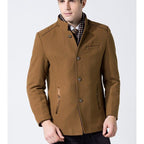 Classic Men's Wool Long Slim Fit Trench Coat