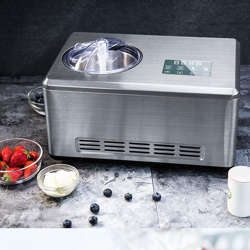 Ice cream maker?Ice cream mamachine?Compression cooling?Finished product Gelato Sherbet Frozen yogurt Soft ice?Timer?180W?2L? steel