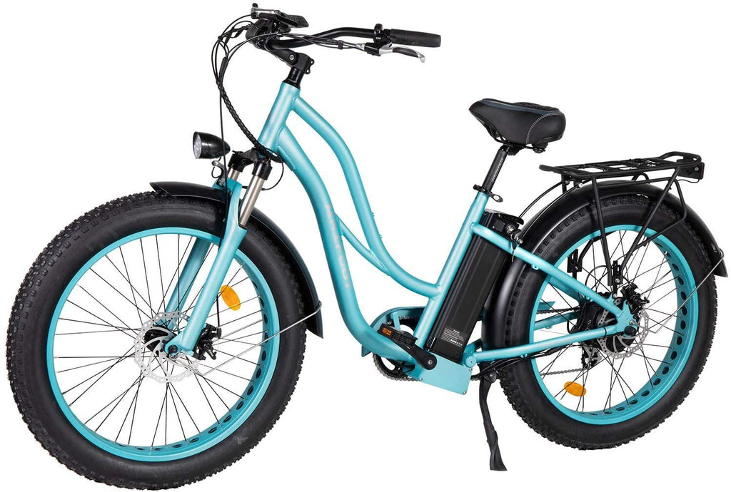Maxfoot Couple Bike 26" Electric Fat Tire Bicycle, 750W 48V/13Ah Removable Lithium Battery 23MPH 55 Miles E-Bikes,  7-Speed Gear, Commuter Bike for Adults Man and Woman