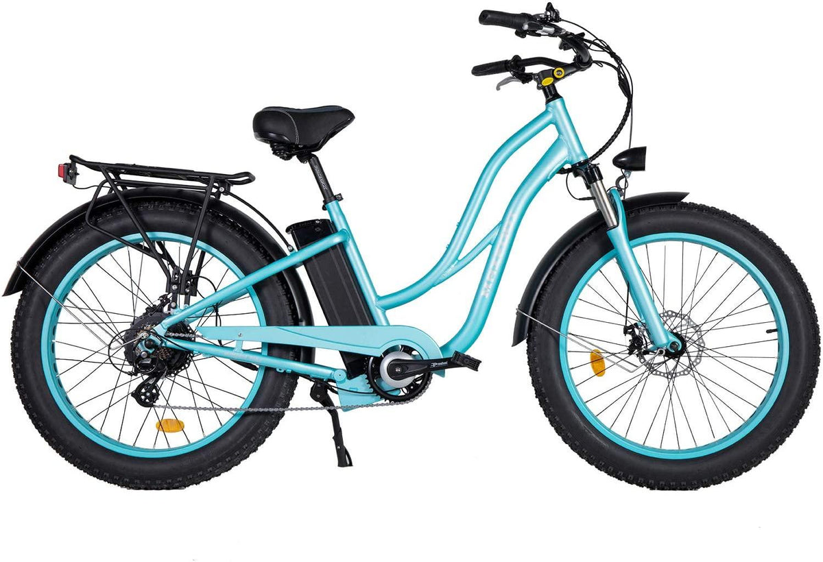 Maxfoot Couple Bike 26" Electric Fat Tire Bicycle, 750W 48V/13Ah Removable Lithium Battery 23MPH 55 Miles E-Bikes,  7-Speed Gear, Commuter Bike for Adults Man and Woman