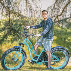 Maxfoot Couple Bike 26" Electric Fat Tire Bicycle, 750W 48V/13Ah Removable Lithium Battery 23MPH 55 Miles E-Bikes,  7-Speed Gear, Commuter Bike for Adults Man and Woman