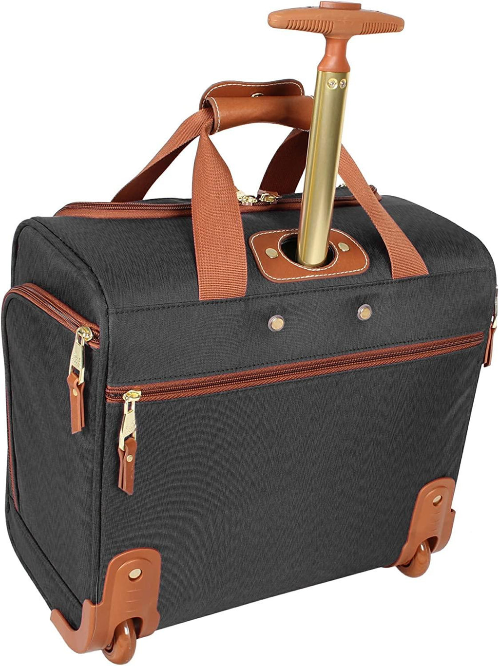 er 15 Inch Carry on Suitcase- Small Weekender Overnight Business Travel Luggage- Lightweight 2- Rolling Spinner Wheels Under Seat Bag for Women (Black)