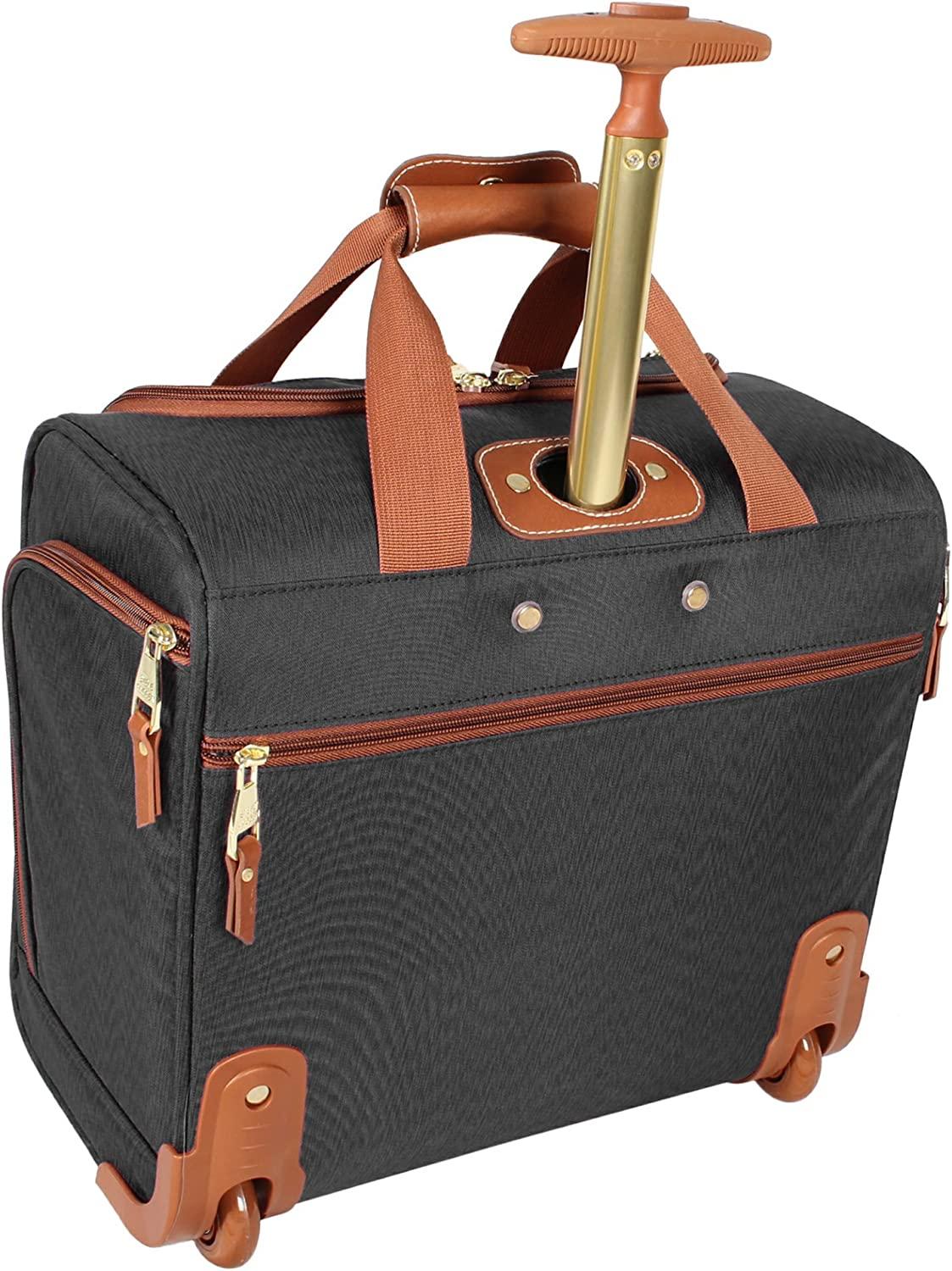 er 15 Inch Carry on Suitcase- Small Weekender Overnight Business Travel Luggage- Lightweight 2- Rolling Spinner Wheels Under Seat Bag for Women (Black)