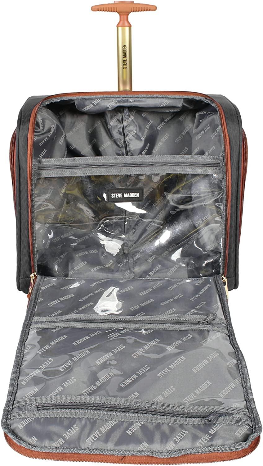 er 15 Inch Carry on Suitcase- Small Weekender Overnight Business Travel Luggage- Lightweight 2- Rolling Spinner Wheels Under Seat Bag for Women (Black)