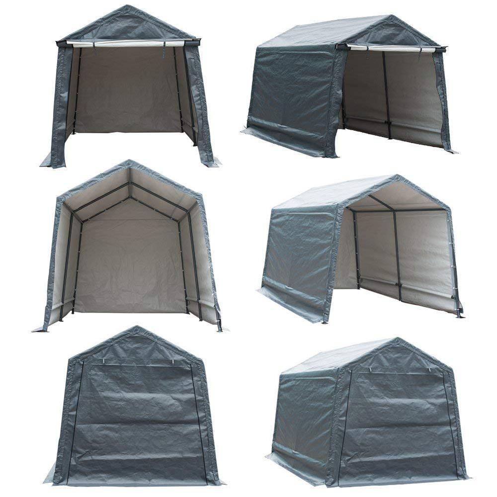 StoraShelter 8 ft. x 14 ft. Grey Outdoor Shed Heavy-Duty Canopy