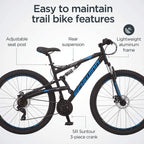 Schwinn S29 Mens Mountain Bike, 29-Inch Wheels, 18-Inch/Medium Aluminum Frame, Dual-Suspension, Mechanical Disc Brakes, Multiple Colors
