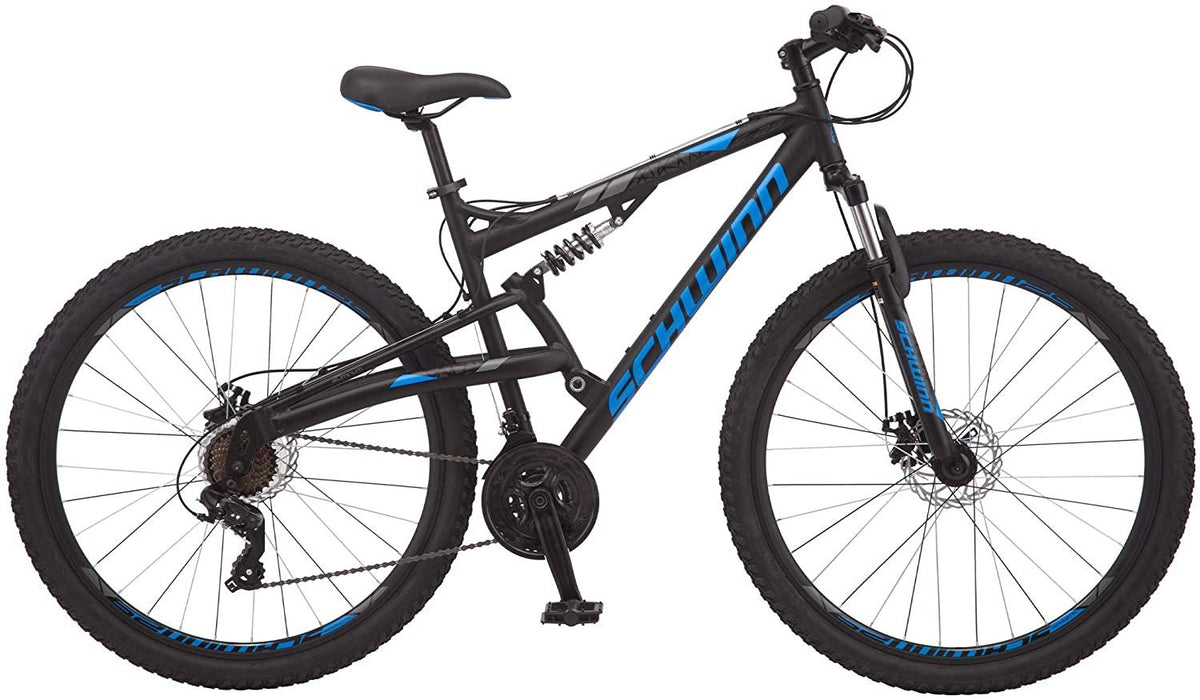 Schwinn S29 Mens Mountain Bike, 29-Inch Wheels, 18-Inch/Medium Aluminum Frame, Dual-Suspension, Mechanical Disc Brakes, Multiple Colors