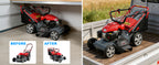 131cc Foldable Gas Lawn Mower, Self-Propelled Rear-Wheel Drive, 18 Inch Cutting Width, 50L Grass Bag, 3-in-1 Mulching/Side Discharge/Rear-Bagging, Lightweight Push-Button Start Mower