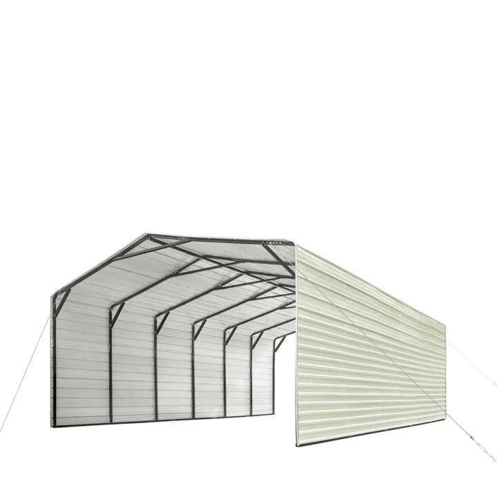20′ x 30′ All-Steel Carport Shed With 10′ Enclosed Sidewalls