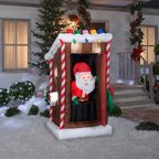 Gemmy Animated Christmas Airblown Inflatable Santa’s Outhouse, 6 ft Tall, Multi