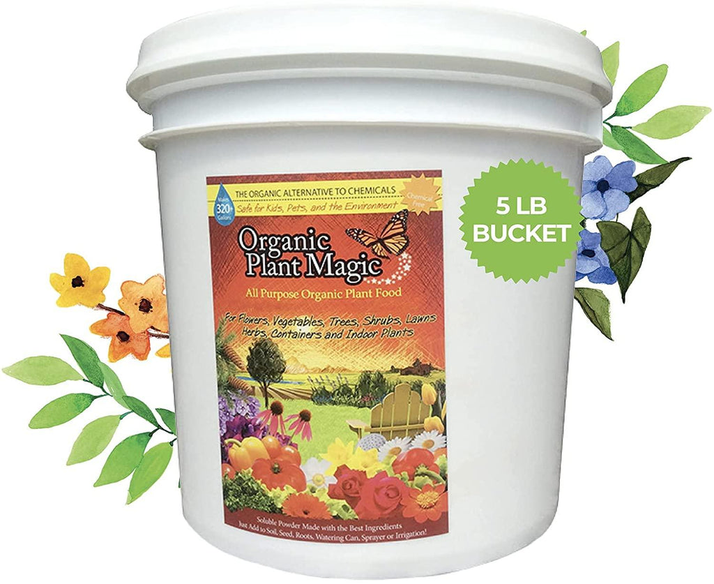organic plant magic - super premium plant food: all-purpose soluble powder, plant-boosting minerals, perfect for all plants, kid &amp; pet safe [5lb bucket]