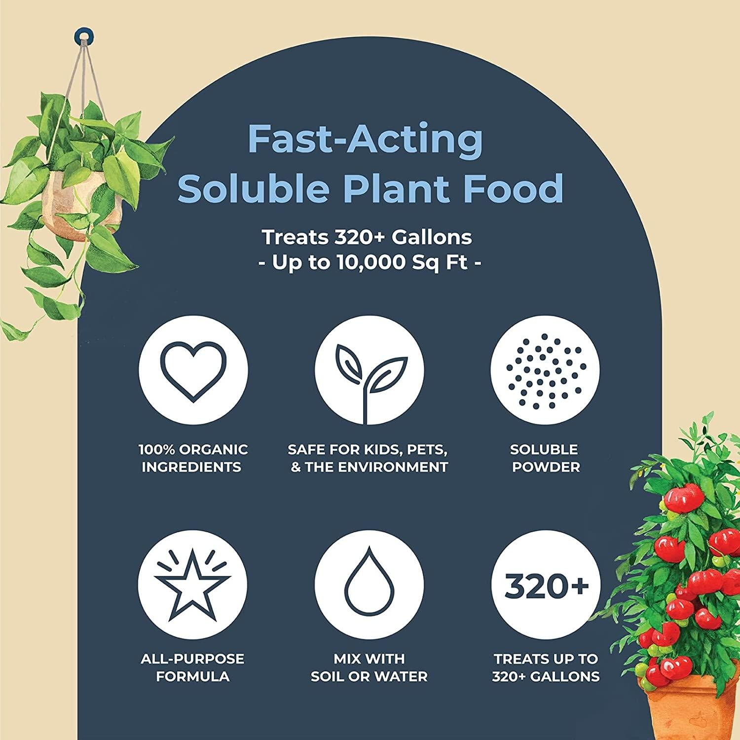 organic plant magic - super premium plant food: all-purpose soluble powder, plant-boosting minerals, perfect for all plants, kid &amp; pet safe [5lb bucket]