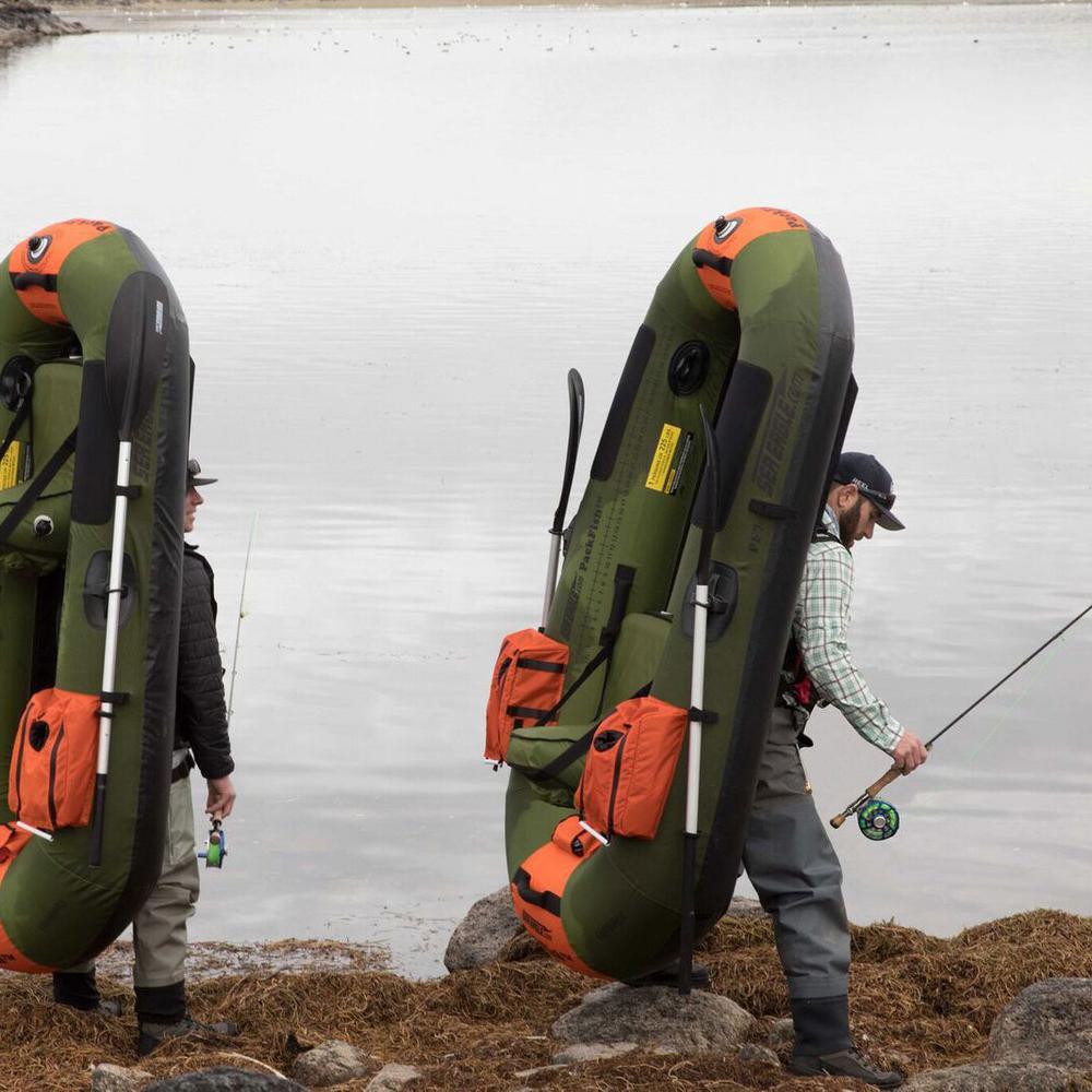 PackFish7 Deluxe Frameless Inflatable Angler Kayak Fishing Boat, Green