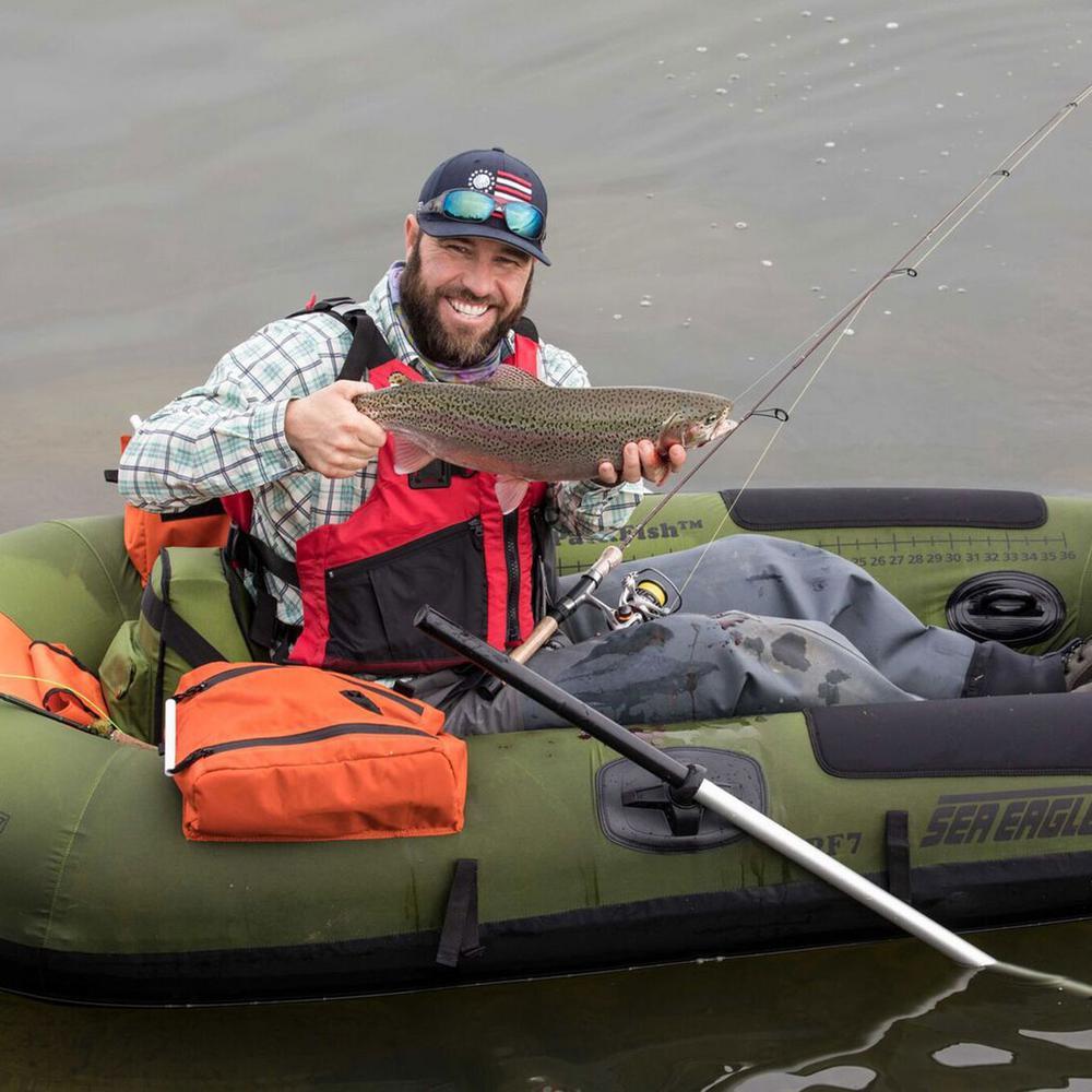 PackFish7 Deluxe Frameless Inflatable Angler Kayak Fishing Boat, Green