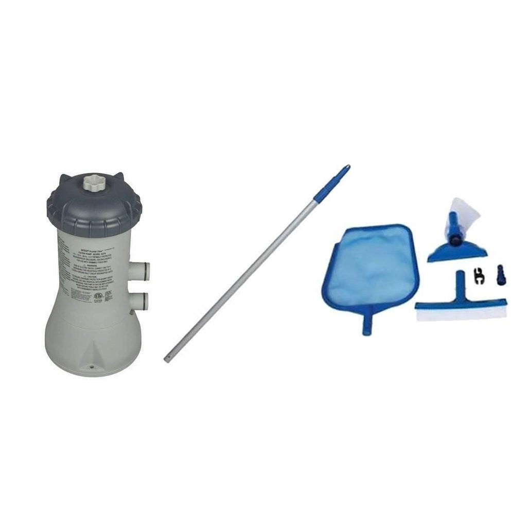 intex 1000 gph pool cartridge filter pump &amp; maintenance kit with vacuum skimmer