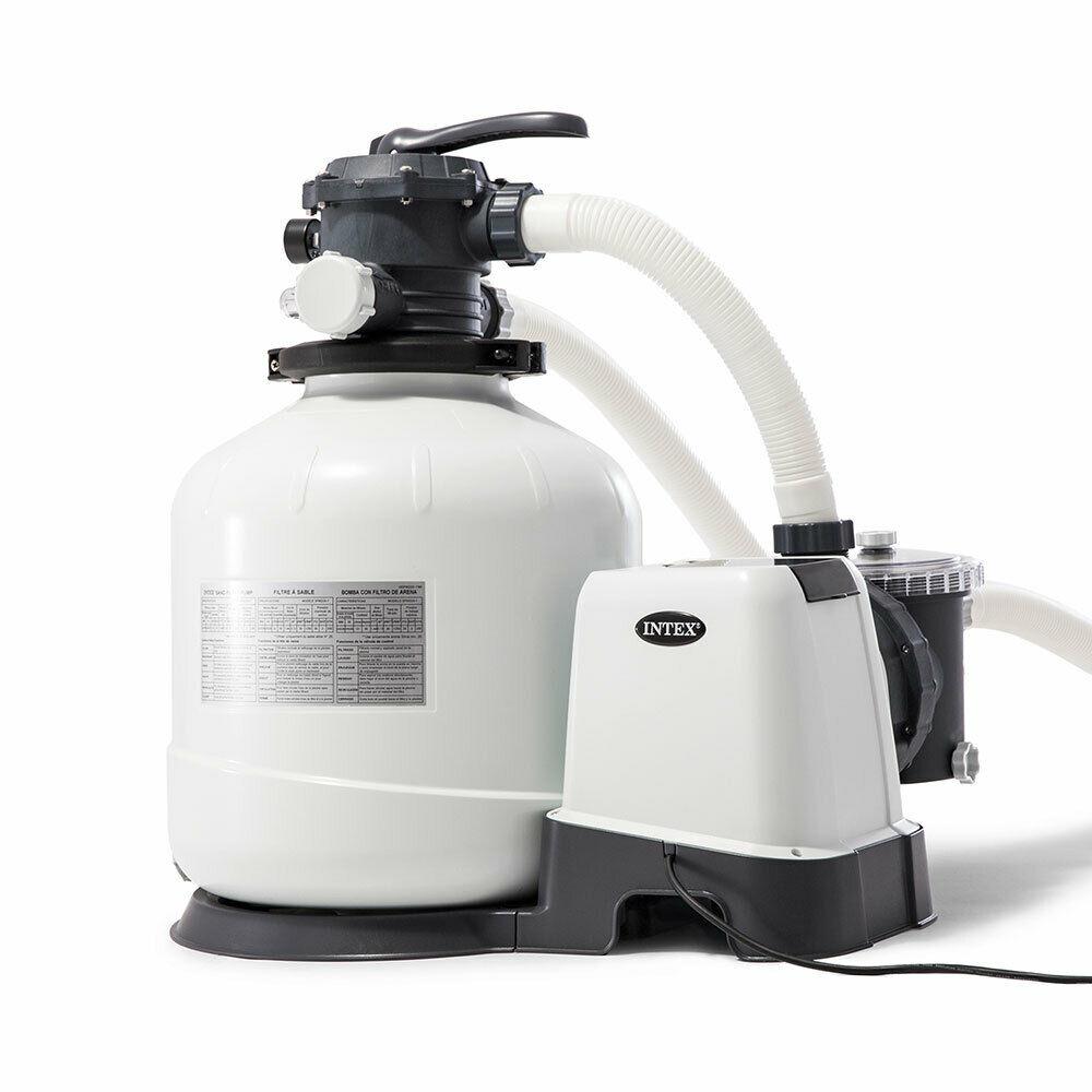 intex 3000 gph pool sand filter pump with automatic timer &amp; automatic skimmer