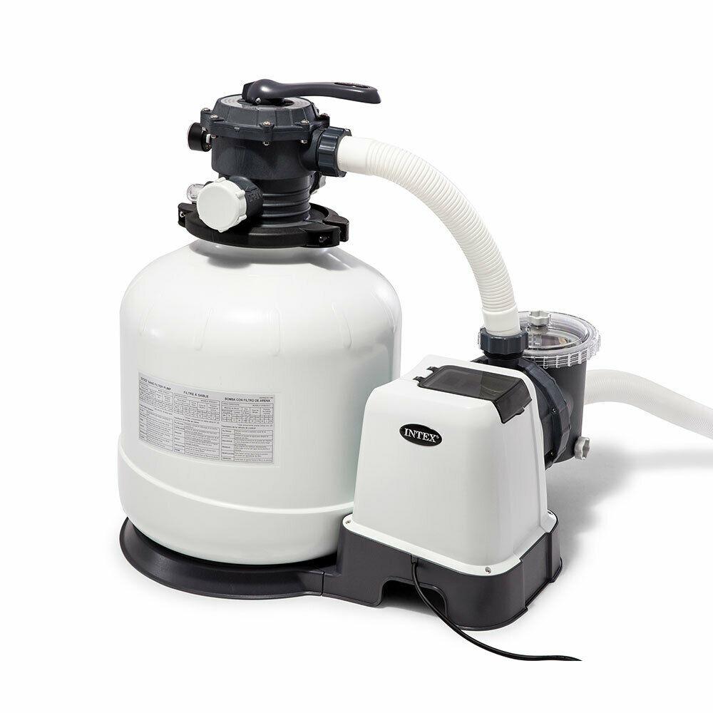 intex 3000 gph pool sand filter pump with automatic timer &amp; automatic skimmer