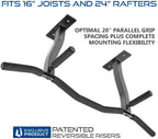 Ultimate Body Press Ceiling Mounted Pull Up Bar with Patented Reversible Risers for 16 and 24 Inch Joists