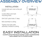 Ultimate Body Press Ceiling Mounted Pull Up Bar with Patented Reversible Risers for 16 and 24 Inch Joists