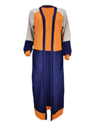 colorblock lantern sleeve longline cardigan